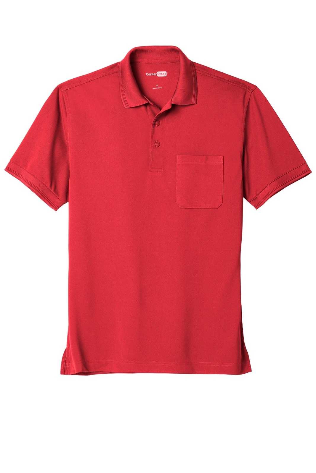 CornerStone CS4020P Industrial Snag-Proof Pique Pocket Polo - Red - HIT a Double - 5