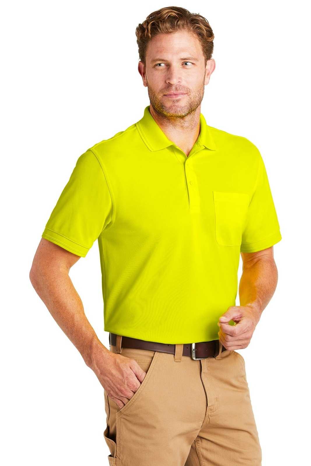 CornerStone CS4020P Industrial Snag-Proof Pique Pocket Polo - Safety Yellow - HIT a Double - 4