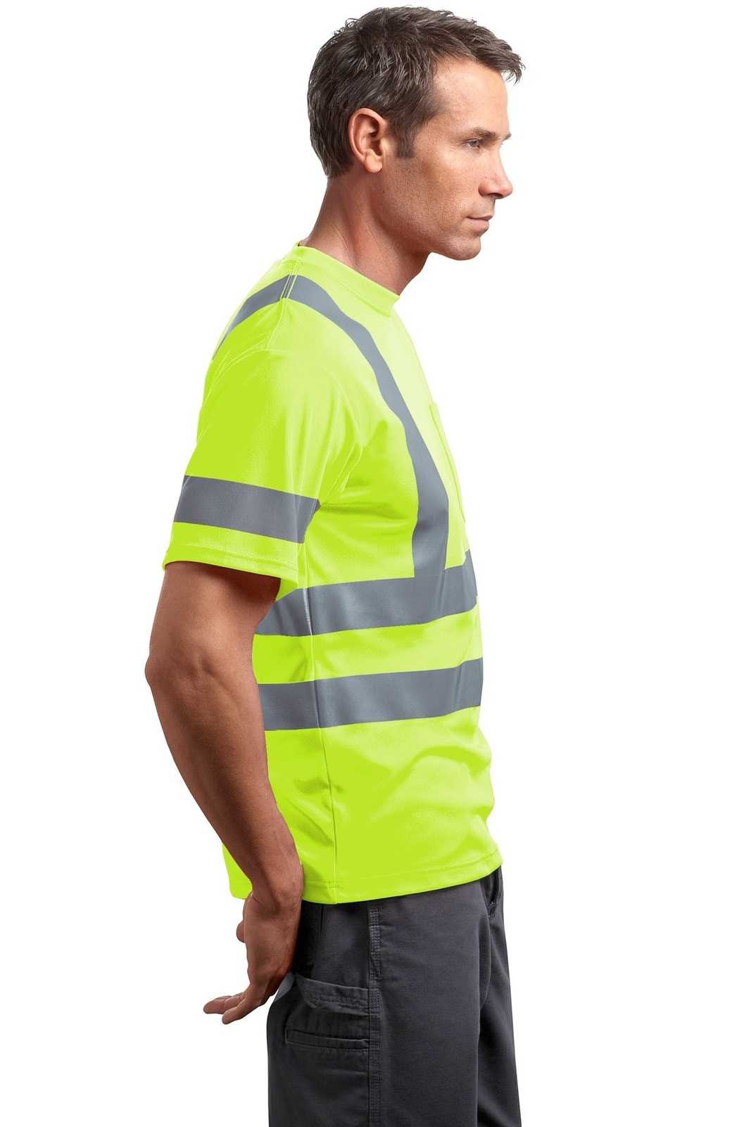 CornerStone CS408 Ansi 107 Class 3 Short Sleeve Snag-Resistant Reflective T-Shirt - Safety Yellow - HIT a Double - 3