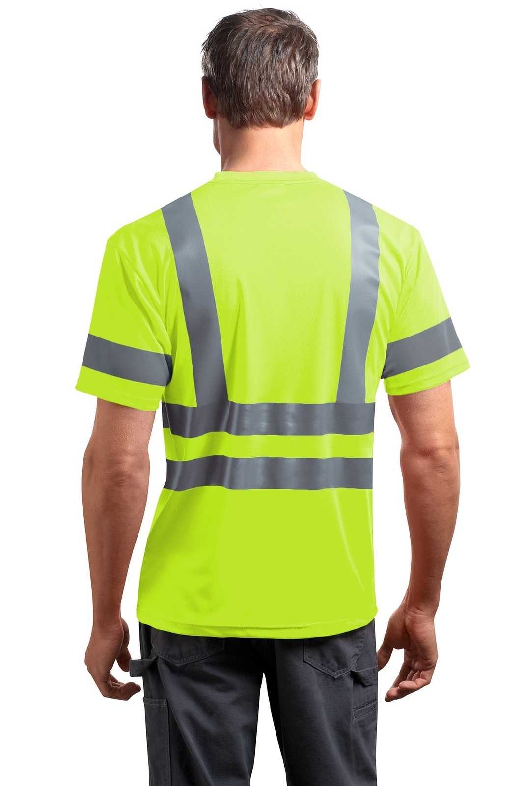 CornerStone CS408 Ansi 107 Class 3 Short Sleeve Snag-Resistant Reflective T-Shirt - Safety Yellow - HIT a Double - 2
