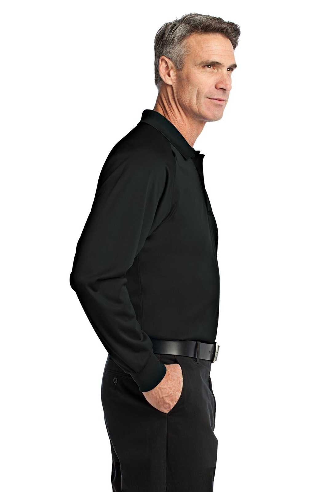 CornerStone CS410LS Select Long Sleeve Snag-Proof Tactical Polo - Black - HIT a Double - 3
