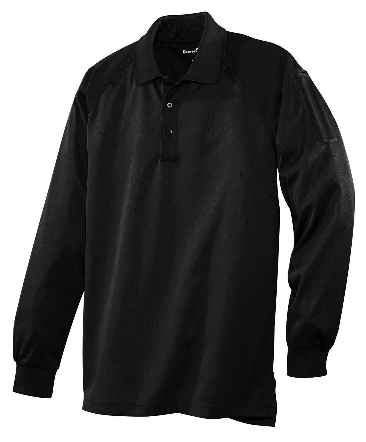 CornerStone CS410LS Select Long Sleeve Snag-Proof Tactical Polo - Black - HIT a Double - 5