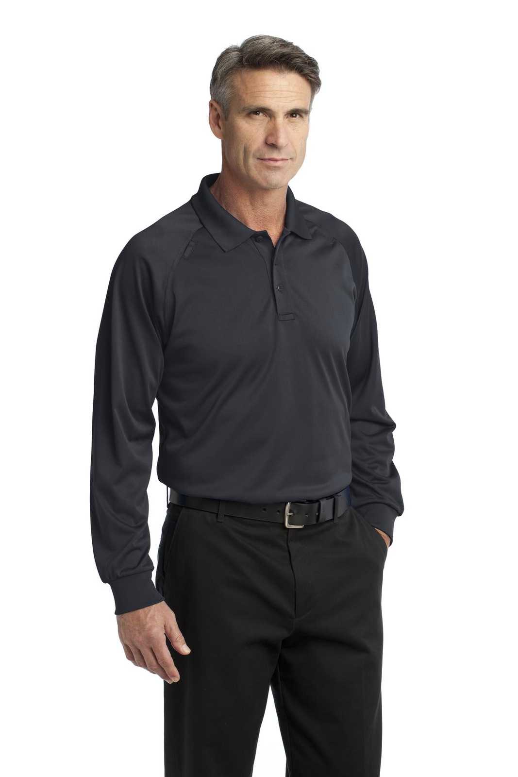 CornerStone CS410LS Select Long Sleeve Snag-Proof Tactical Polo - Charcoal - HIT a Double - 4
