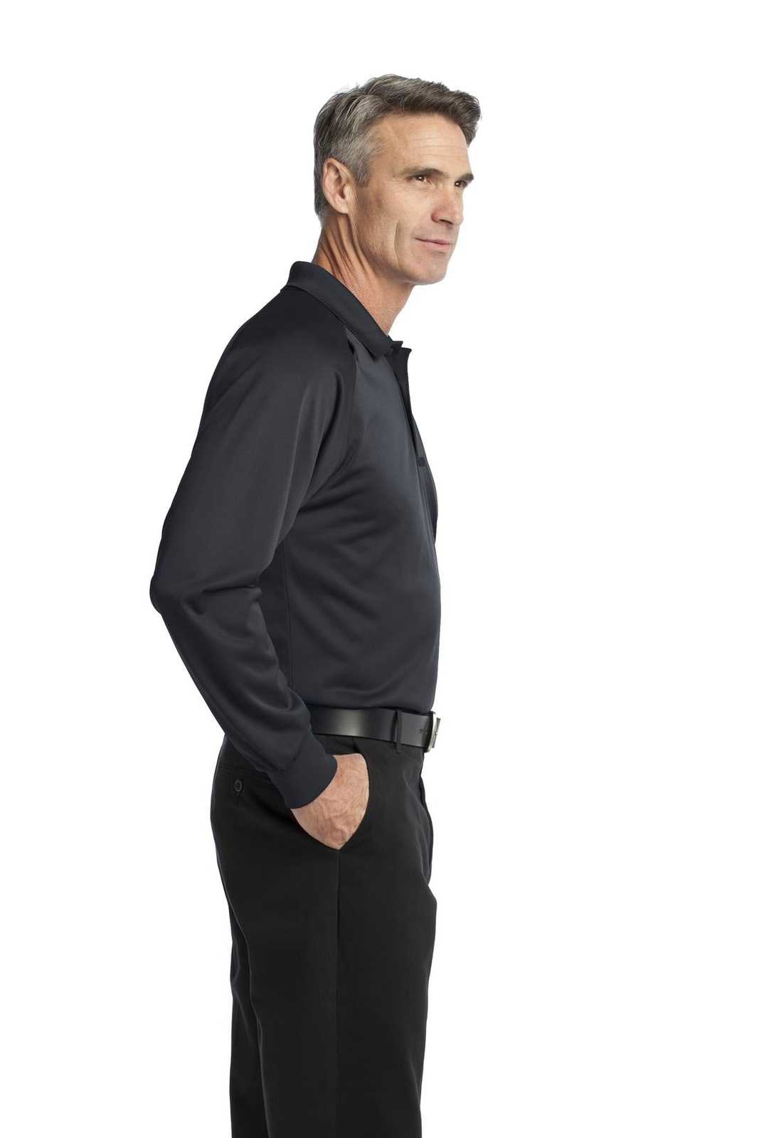 CornerStone CS410LS Select Long Sleeve Snag-Proof Tactical Polo - Charcoal - HIT a Double - 3