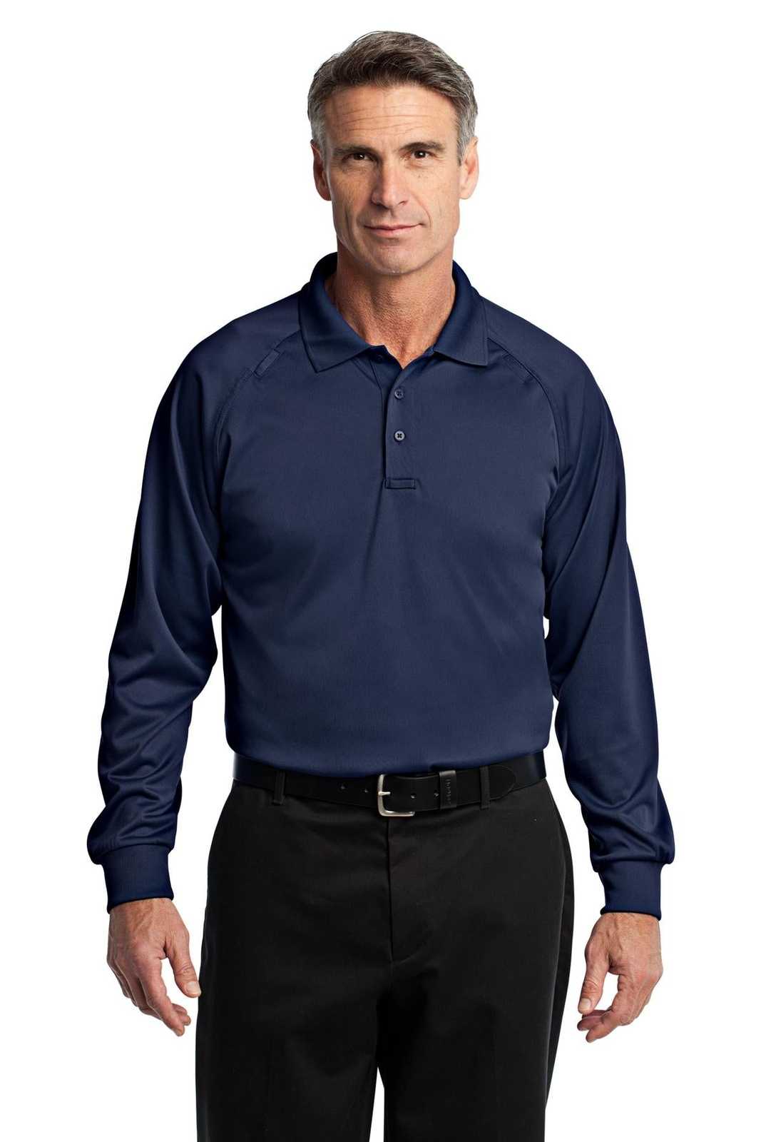 CornerStone CS410LS Select Long Sleeve Snag-Proof Tactical Polo - Dark Navy - HIT a Double - 1