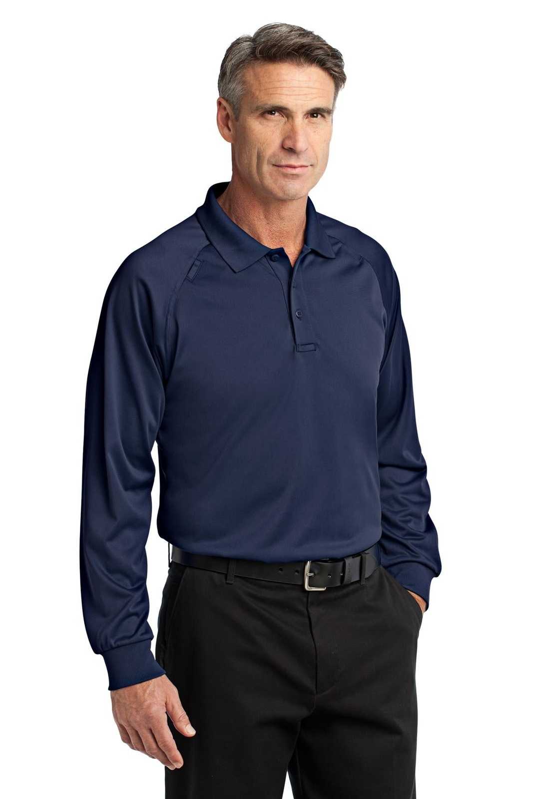 CornerStone CS410LS Select Long Sleeve Snag-Proof Tactical Polo - Dark Navy - HIT a Double - 4
