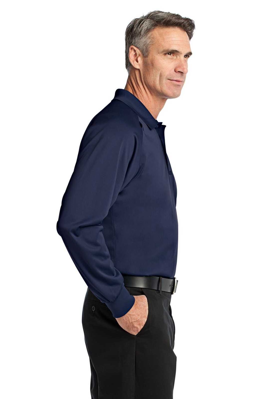 CornerStone CS410LS Select Long Sleeve Snag-Proof Tactical Polo - Dark Navy - HIT a Double - 3