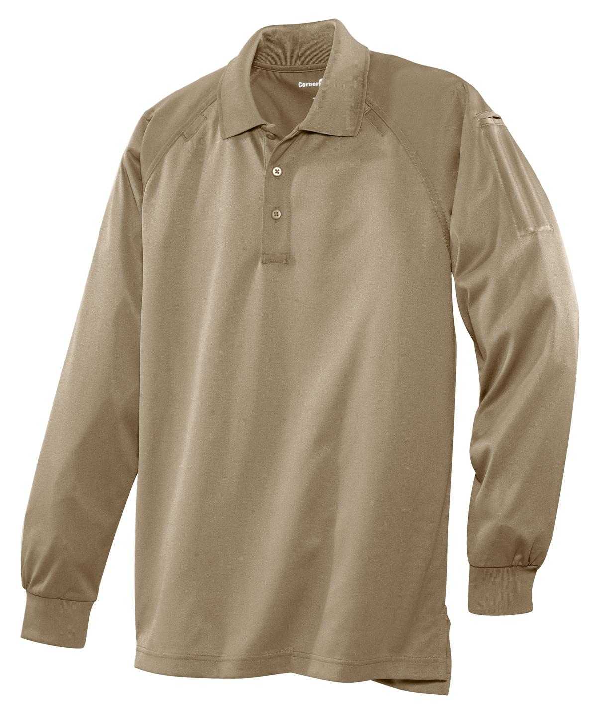 CornerStone CS410LS Select Long Sleeve Snag-Proof Tactical Polo - Tan - HIT a Double - 5