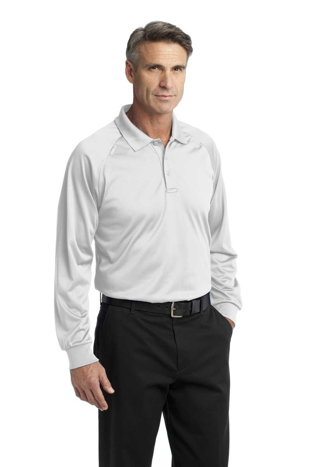 CornerStone CS410LS Select Long Sleeve Snag-Proof Tactical Polo - White - HIT a Double - 4