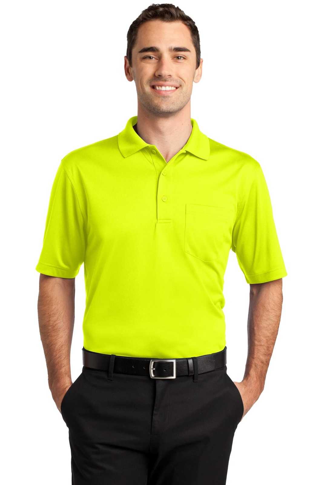 CornerStone CS412P Select Snag-Proof Pocket Polo - Safety Yellow - HIT a Double - 1