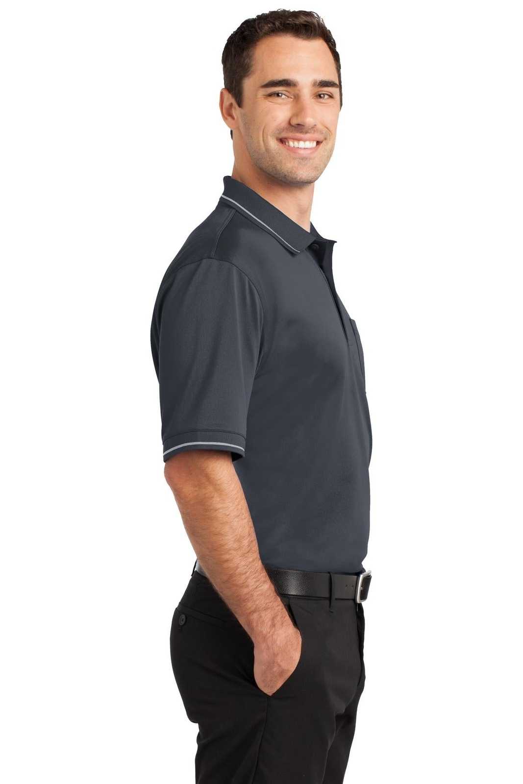CornerStone CS415 Select Snag-Proof Tipped Pocket Polo - Charcoal Light Gray - HIT a Double - 3