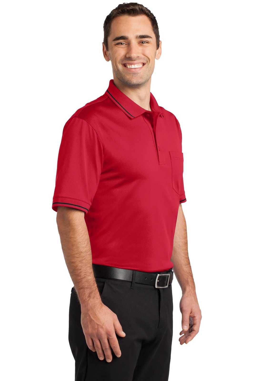 CornerStone CS415 Select Snag-Proof Tipped Pocket Polo - Red Black - HIT a Double - 4