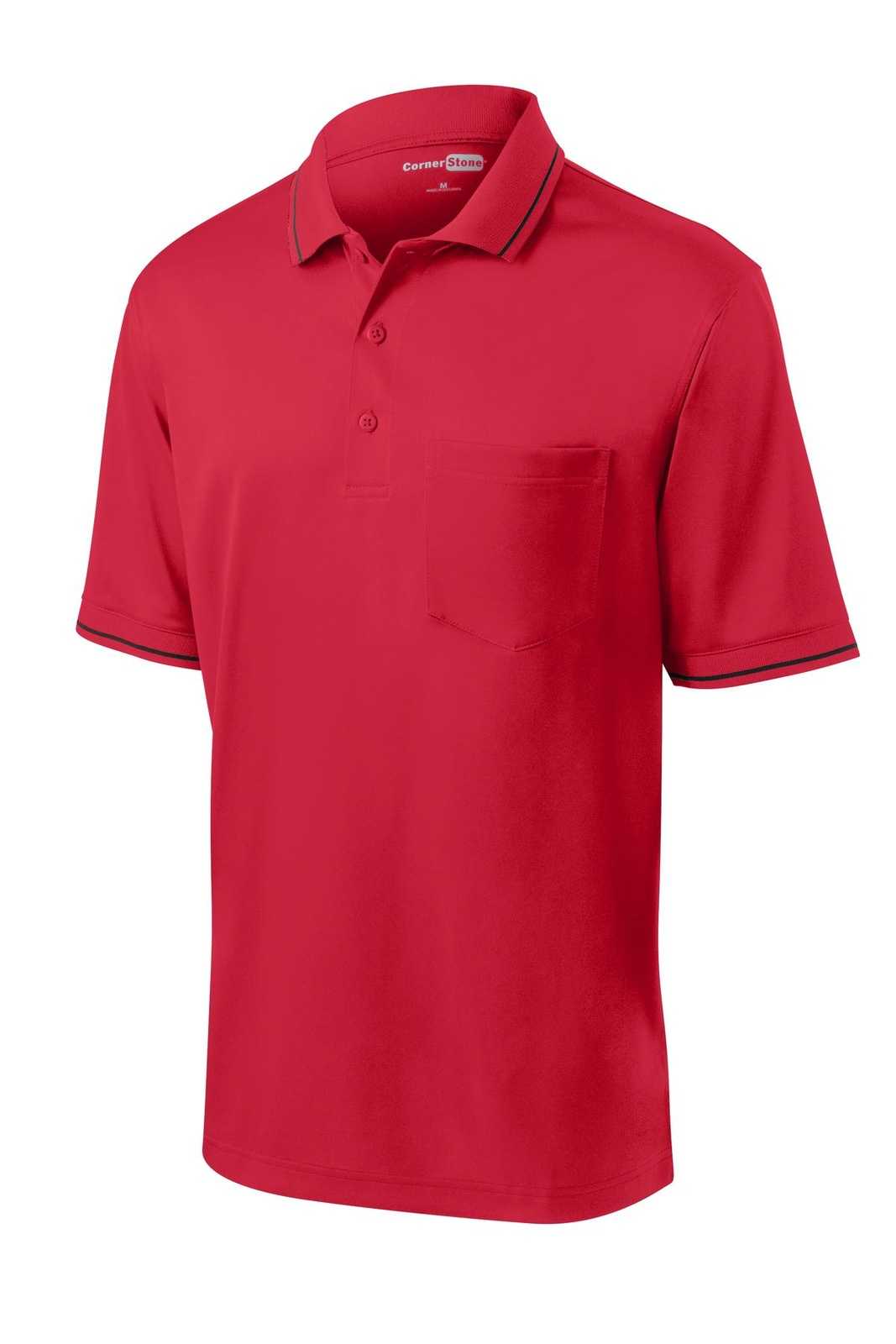 CornerStone CS415 Select Snag-Proof Tipped Pocket Polo - Red Black - HIT a Double - 5