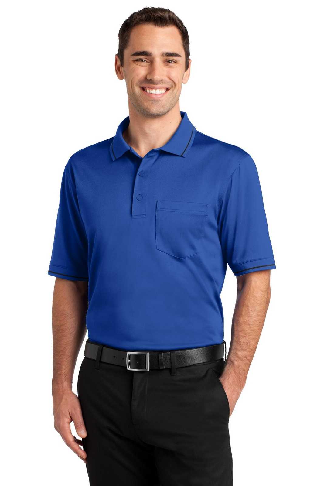 CornerStone CS415 Select Snag-Proof Tipped Pocket Polo - Royal Black - HIT a Double - 1