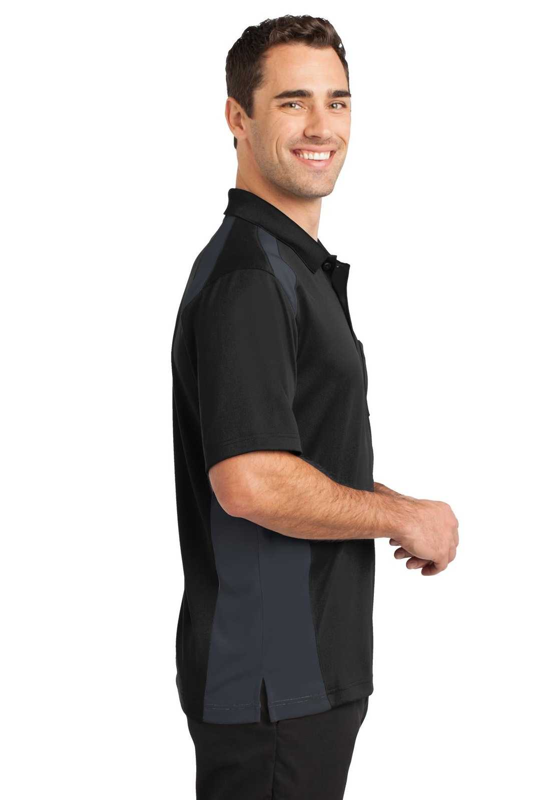 CornerStone CS416 Select Snag-Proof Two Way Colorblock Pocket Polo - Black Charcoal - HIT a Double - 3