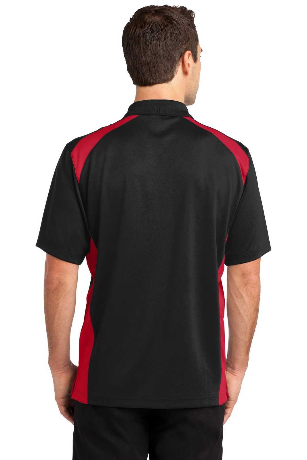 CornerStone CS416 Select Snag-Proof Two Way Colorblock Pocket Polo - Black Red - HIT a Double - 2