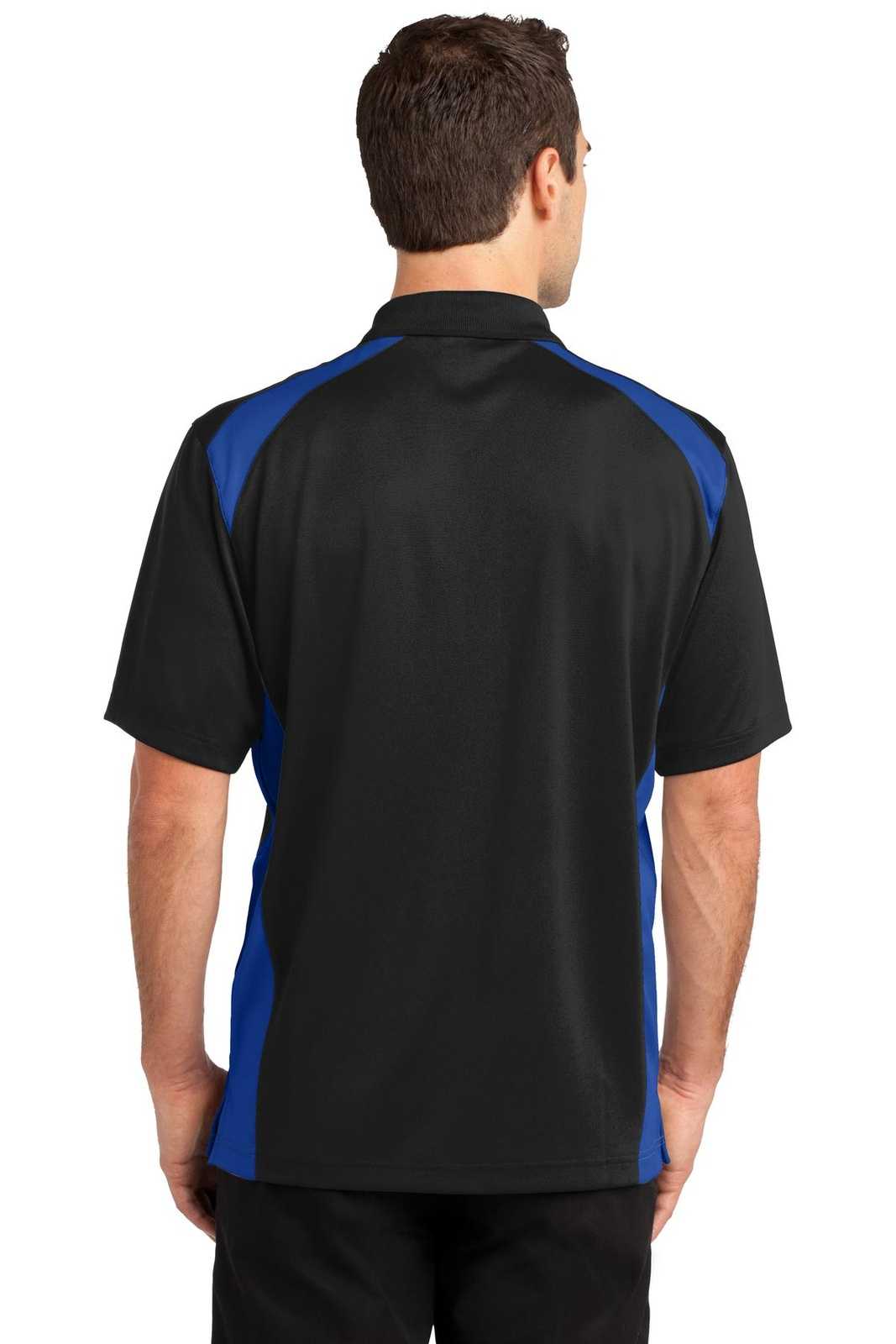 CornerStone CS416 Select Snag-Proof Two Way Colorblock Pocket Polo - Black Royal - HIT a Double - 1