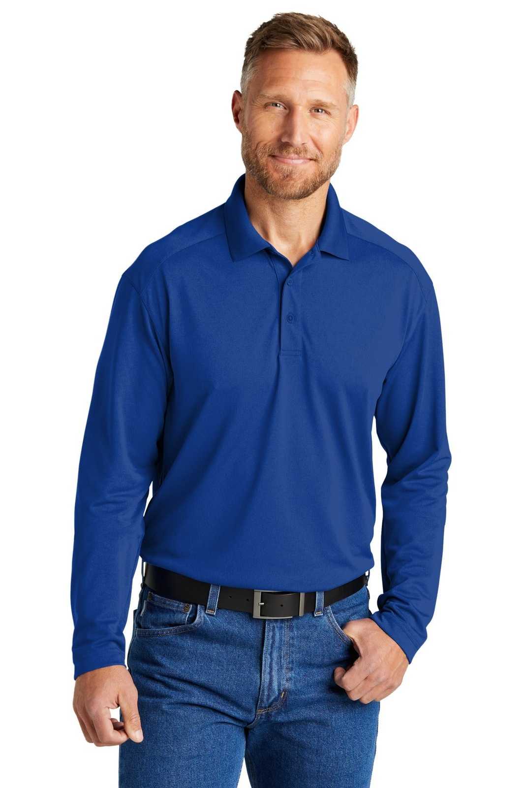 CornerStone CS418LS Select Lightweight Snag-Proof Long Sleeve Polo - Royal - HIT a Double - 1