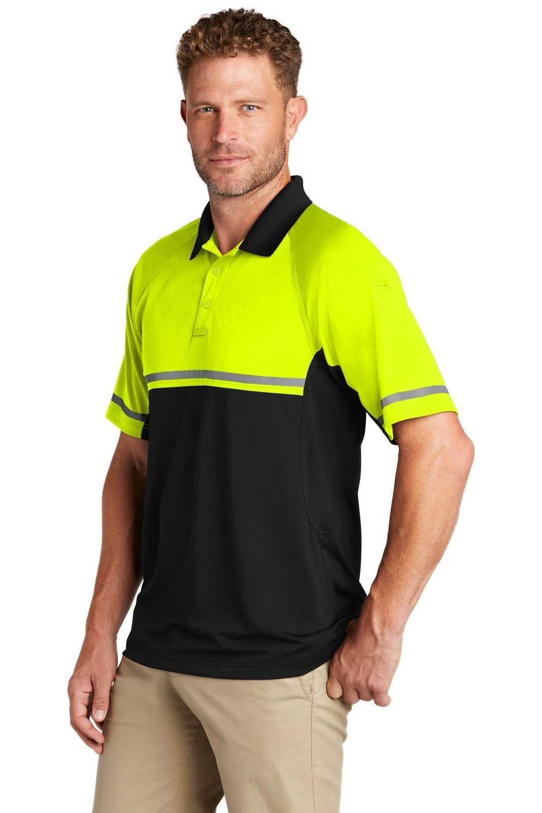 CornerStone CS423 Select Lightweight Snag-Proof Enhanced Visibility Polo - Safety Yellow Black - HIT a Double - 4
