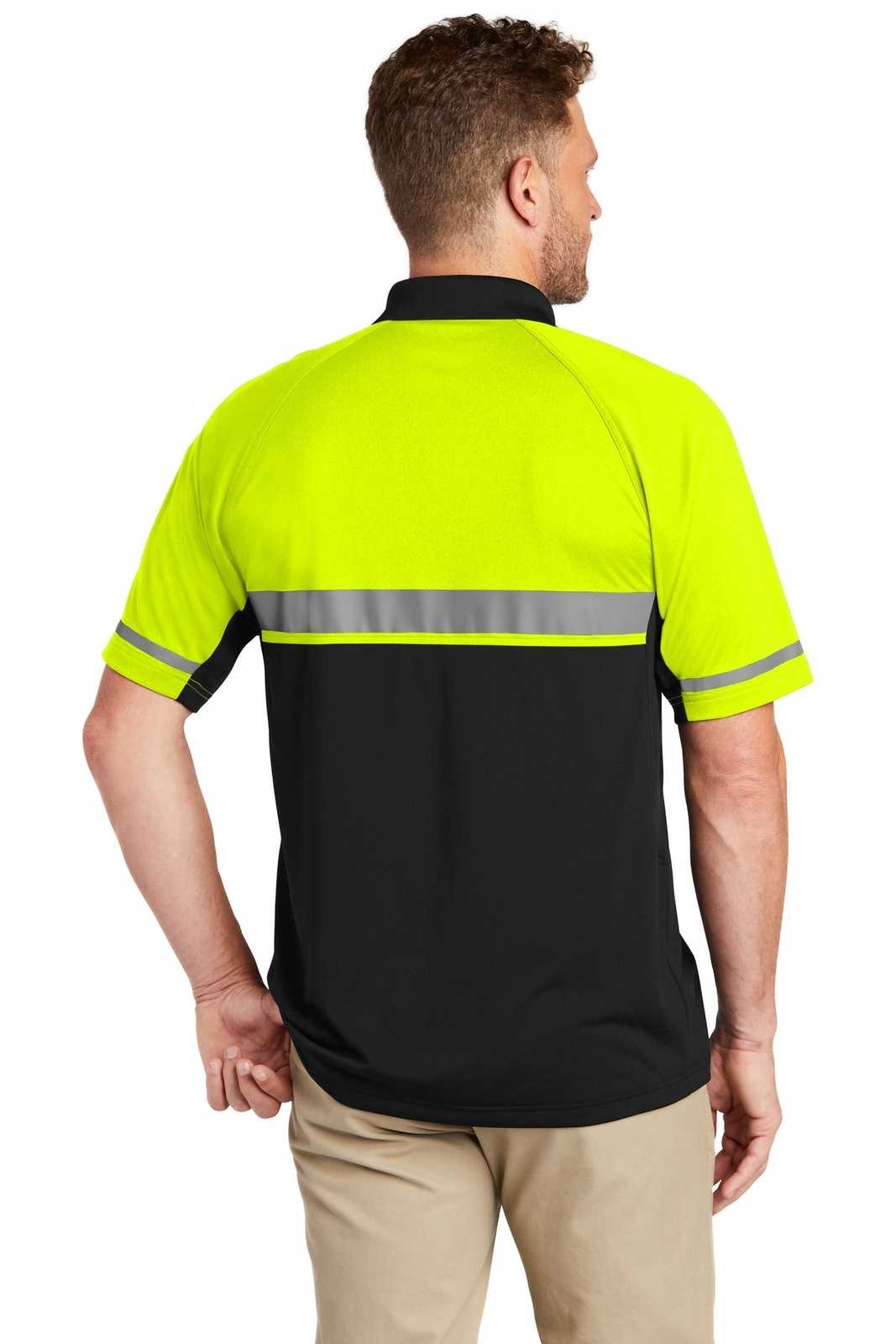 CornerStone CS423 Select Lightweight Snag-Proof Enhanced Visibility Polo - Safety Yellow Black - HIT a Double - 2
