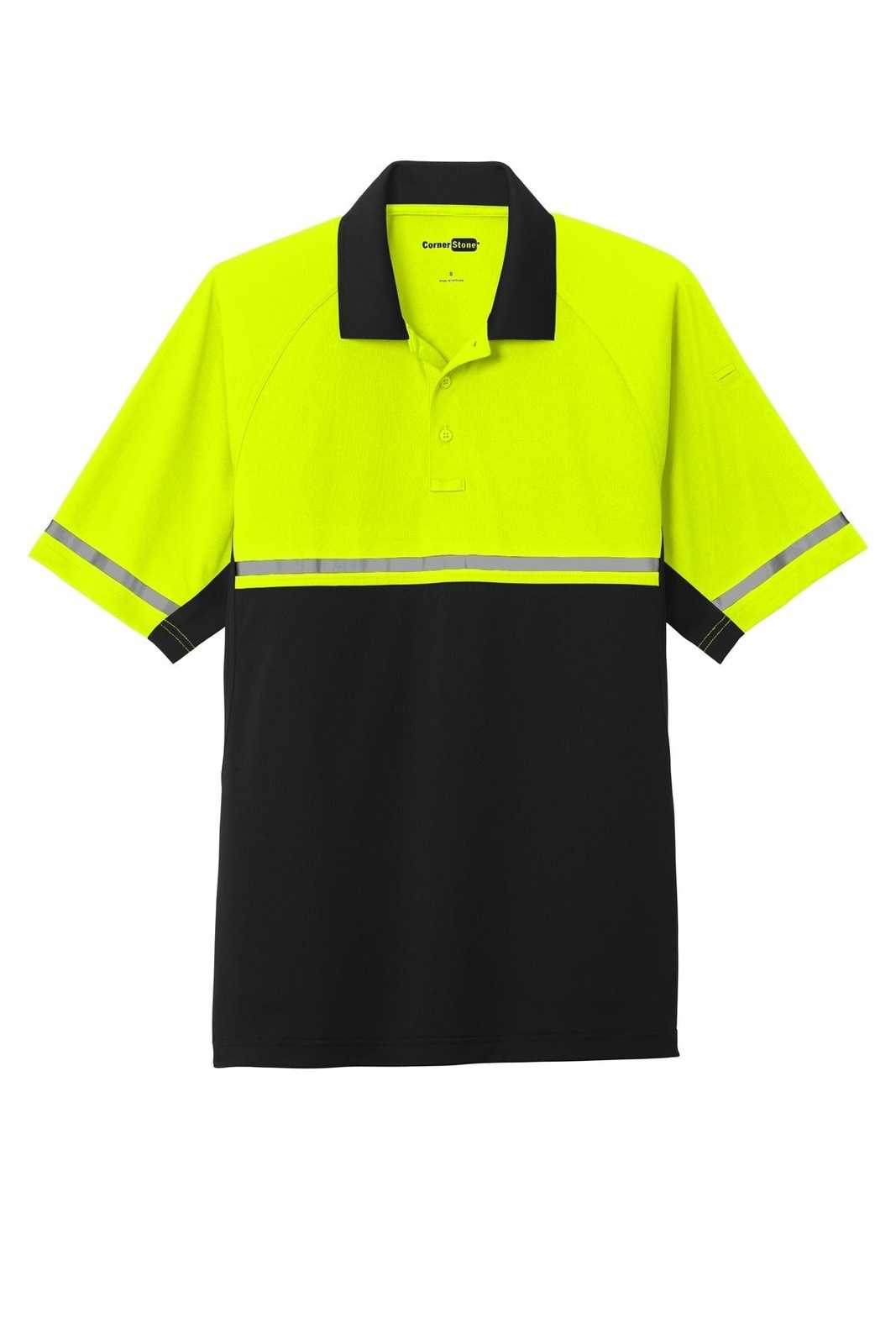CornerStone CS423 Select Lightweight Snag-Proof Enhanced Visibility Polo - Safety Yellow Black - HIT a Double - 5