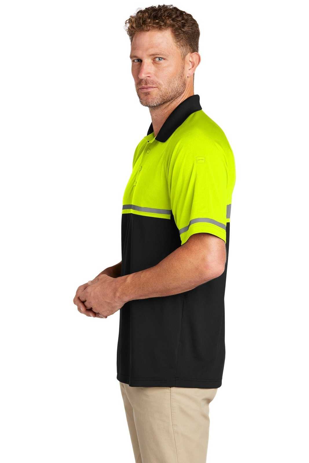CornerStone CS423 Select Lightweight Snag-Proof Enhanced Visibility Polo - Safety Yellow Black - HIT a Double - 3