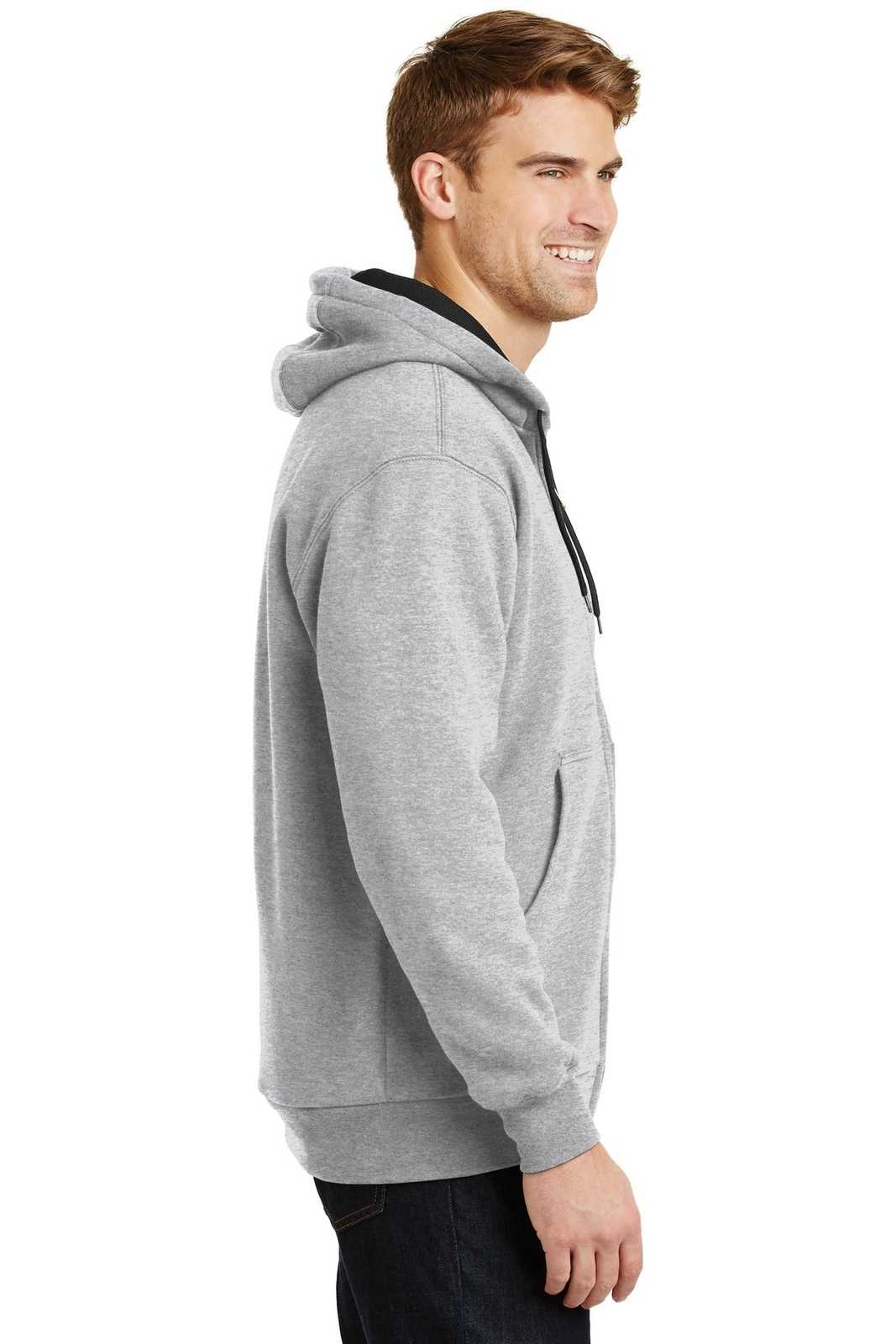 CornerStone CS620 Heavyweight Full-Zip Hooded Sweatshirt with Thermal Lining - Athletic Heather - HIT a Double - 3