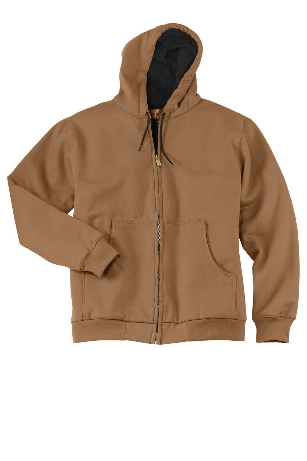 CornerStone CS620 Heavyweight Full-Zip Hooded Sweatshirt with Thermal Lining - Duck Brown - HIT a Double - 5