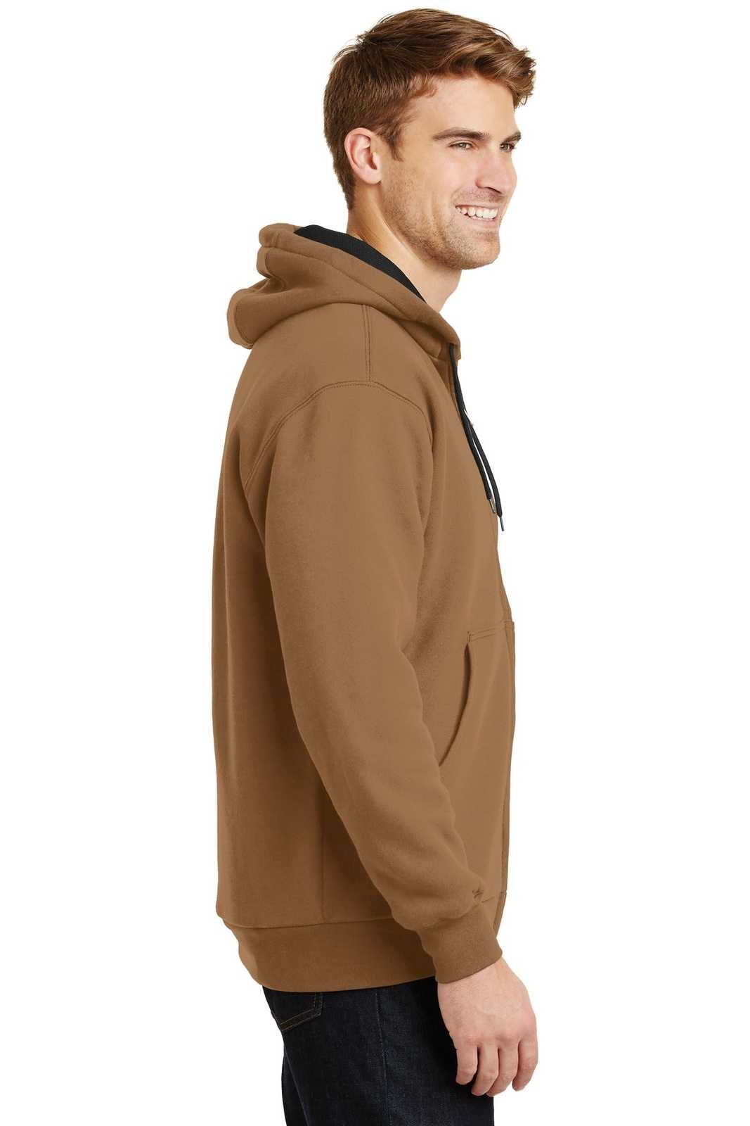 CornerStone CS620 Heavyweight Full-Zip Hooded Sweatshirt with Thermal Lining - Duck Brown - HIT a Double - 3