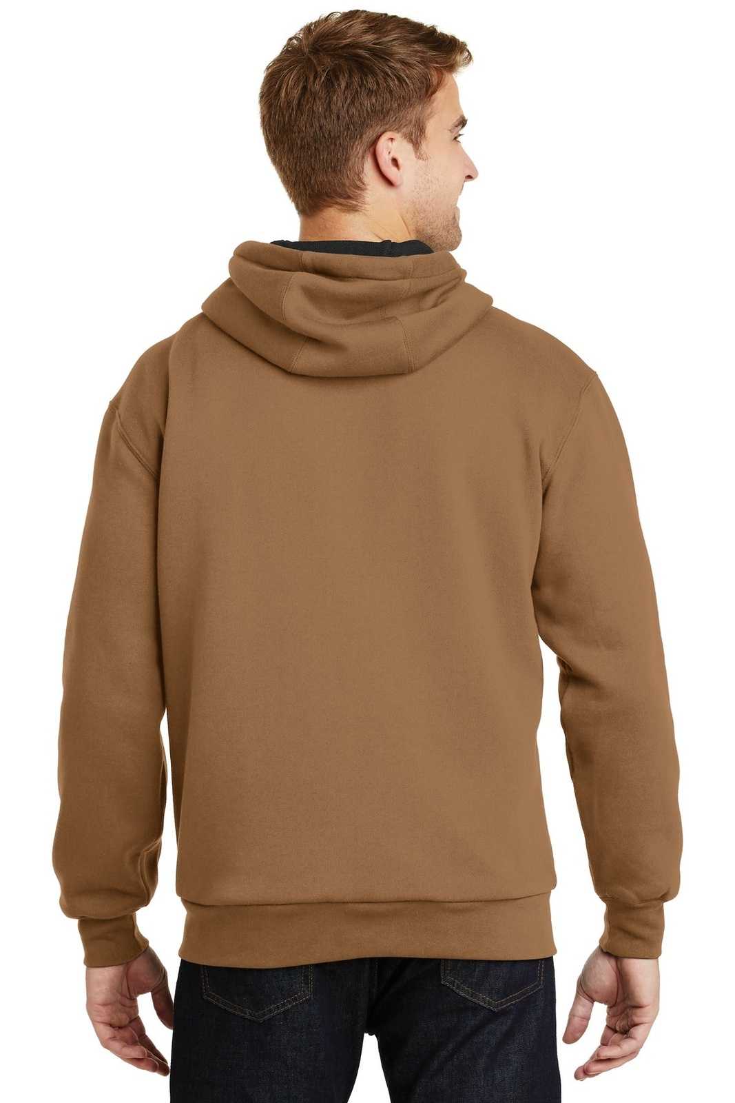 CornerStone CS620 Heavyweight Full-Zip Hooded Sweatshirt with Thermal Lining - Duck Brown - HIT a Double - 2
