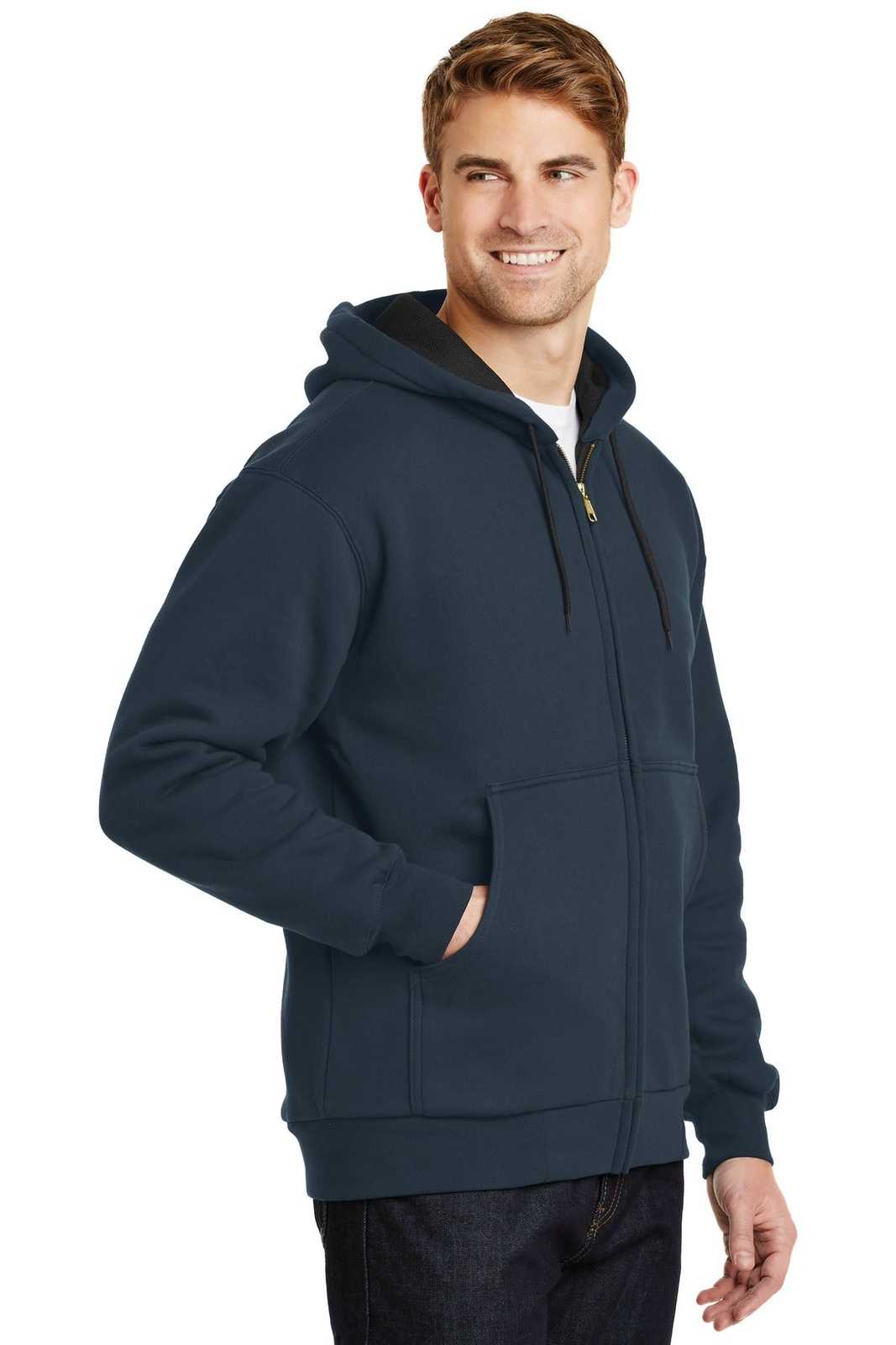 CornerStone CS620 Heavyweight Full-Zip Hooded Sweatshirt with Thermal Lining - Navy - HIT a Double - 4
