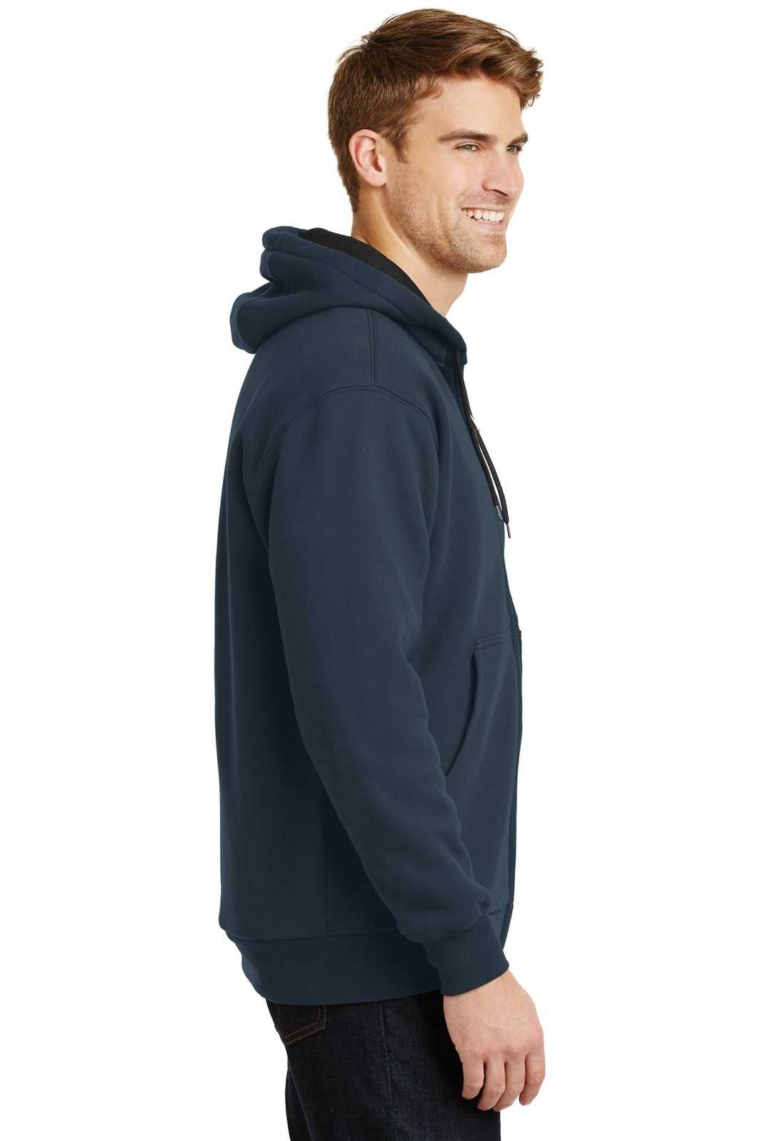 CornerStone CS620 Heavyweight Full-Zip Hooded Sweatshirt with Thermal Lining - Navy - HIT a Double - 3