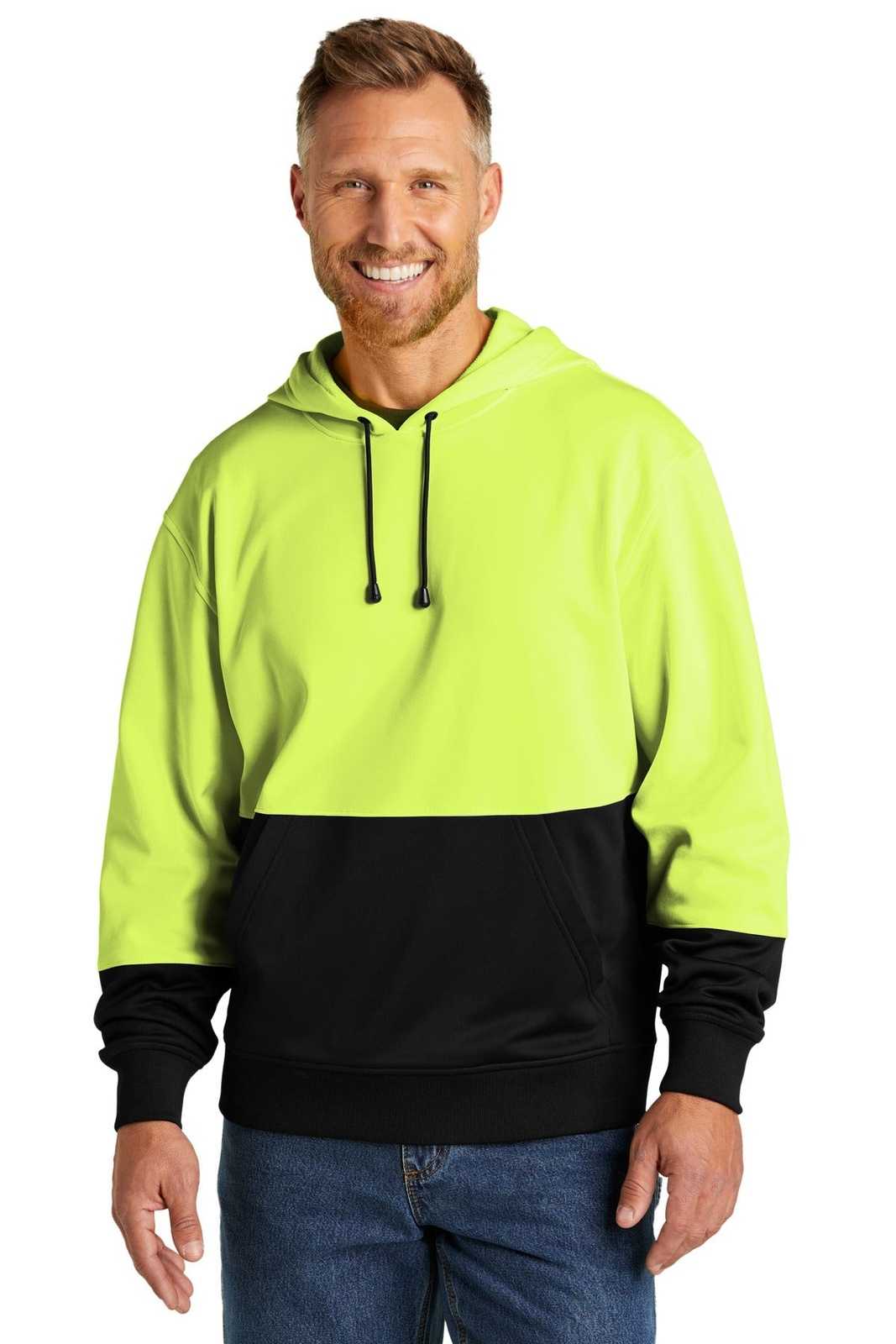 CornerStone CSF01 Enhanced Visibility Fleece Pullover Hoodie - Safety Yellow - HIT a Double - 1