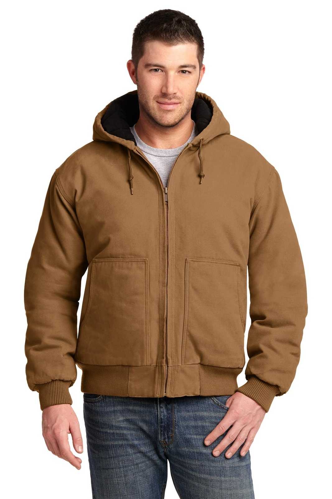 CornerStone CSJ41 Washed Duck Cloth Insulated Hooded Work Jacket - Duck Brown - HIT a Double - 1