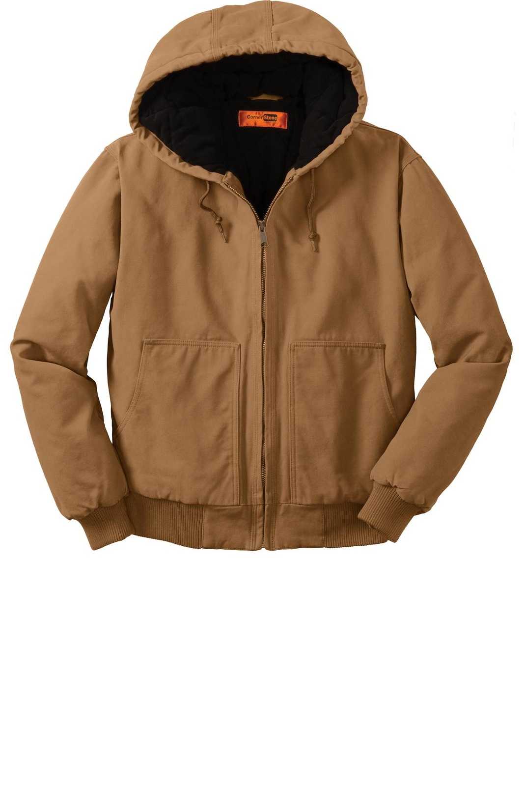 CornerStone CSJ41 Washed Duck Cloth Insulated Hooded Work Jacket - Duck Brown - HIT a Double - 5