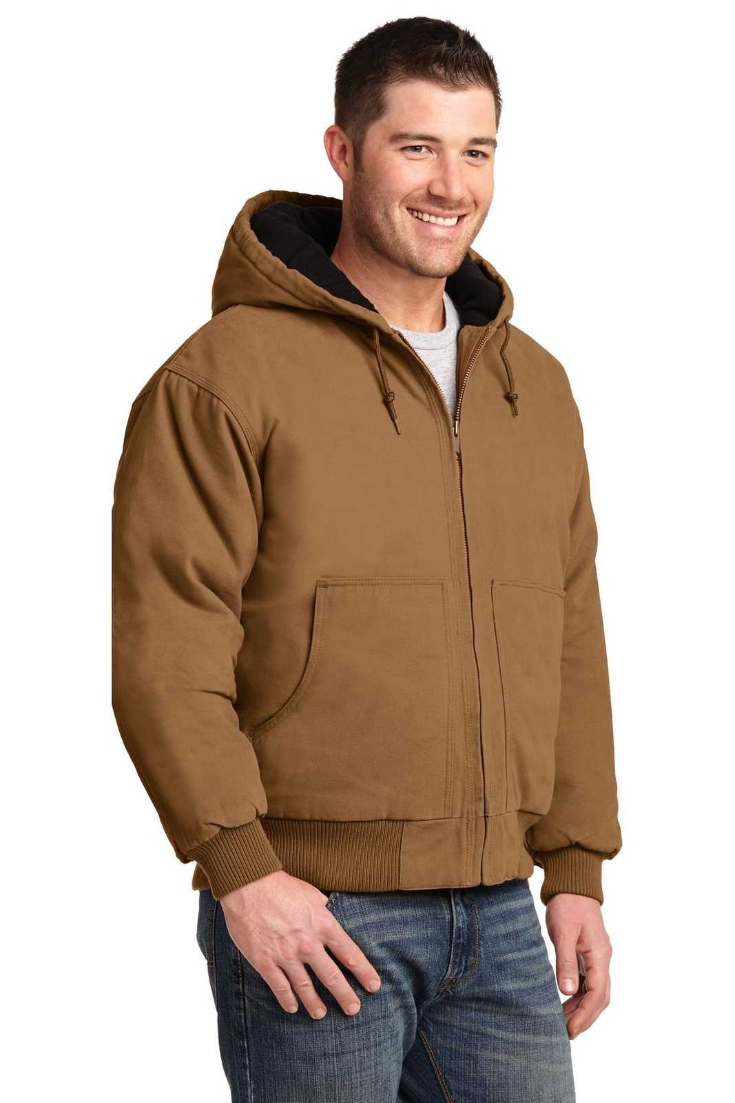 CornerStone CSJ41 Washed Duck Cloth Insulated Hooded Work Jacket - Duck Brown - HIT a Double - 4