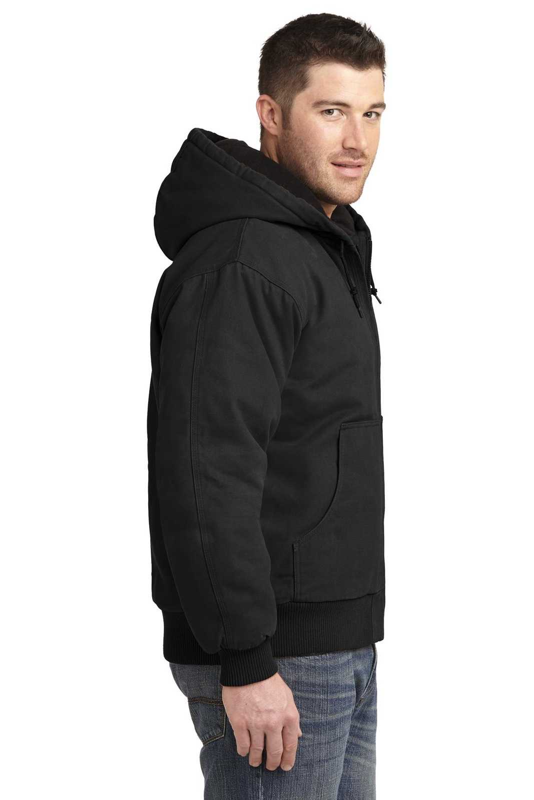 CornerStone CSJ41 Washed Duck Cloth Insulated Hooded Work Jacket - Black - HIT a Double - 3