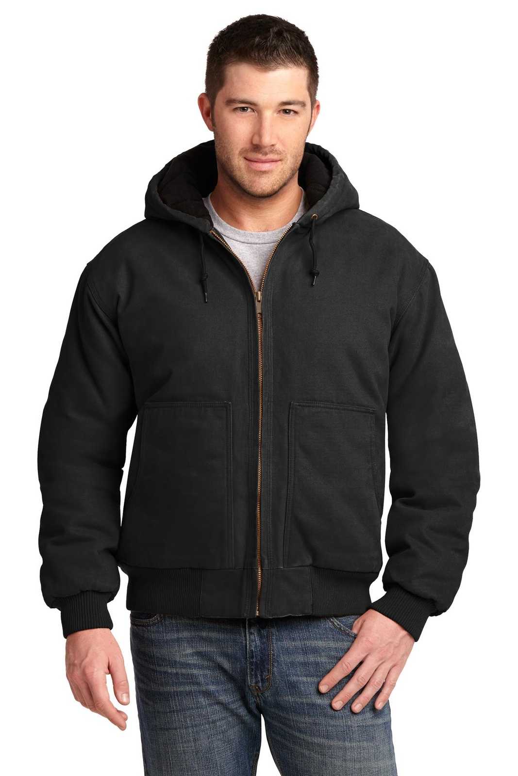 CornerStone CSJ41 Washed Duck Cloth Insulated Hooded Work Jacket - Black - HIT a Double - 1