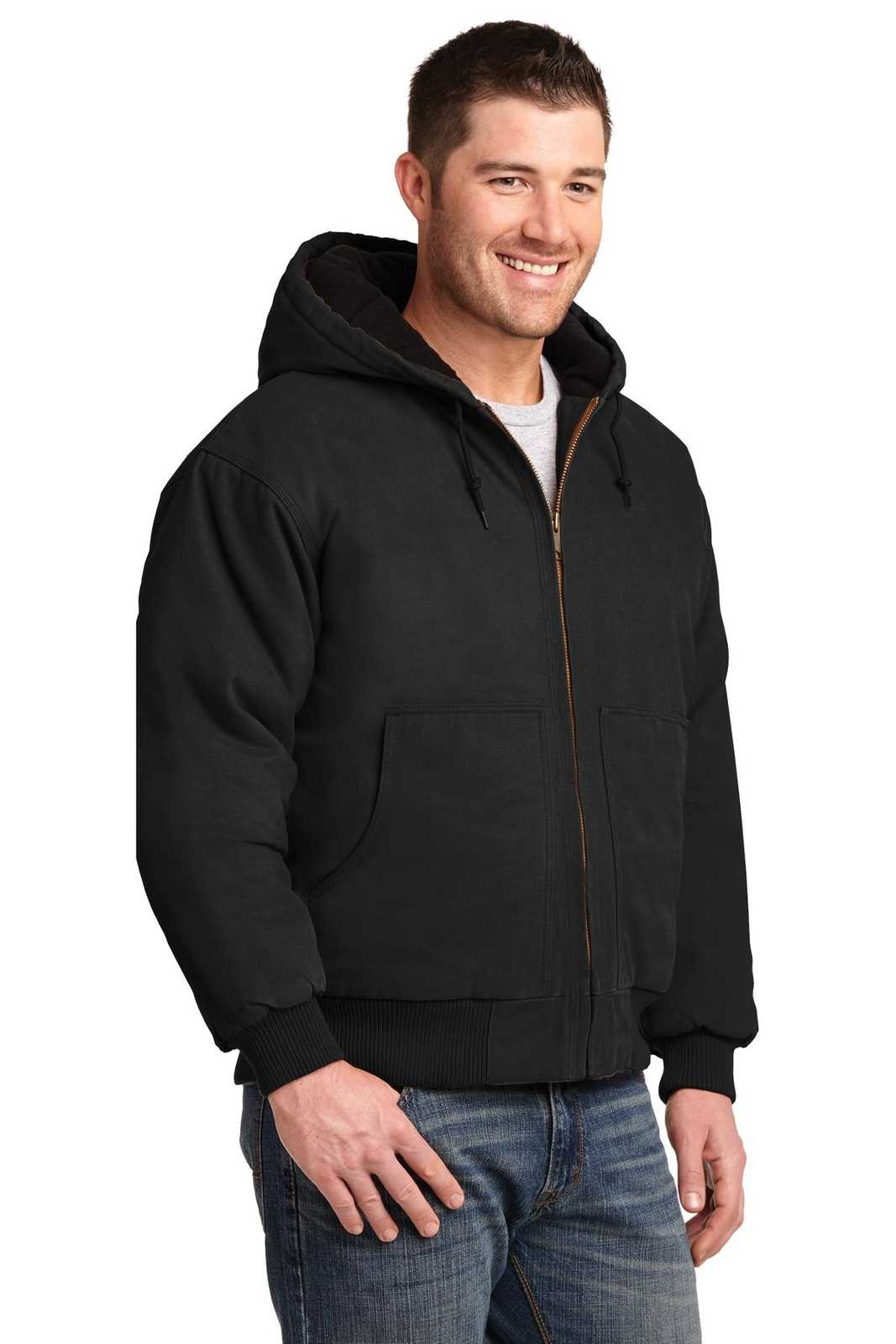 CornerStone CSJ41 Washed Duck Cloth Insulated Hooded Work Jacket - Black - HIT a Double - 4