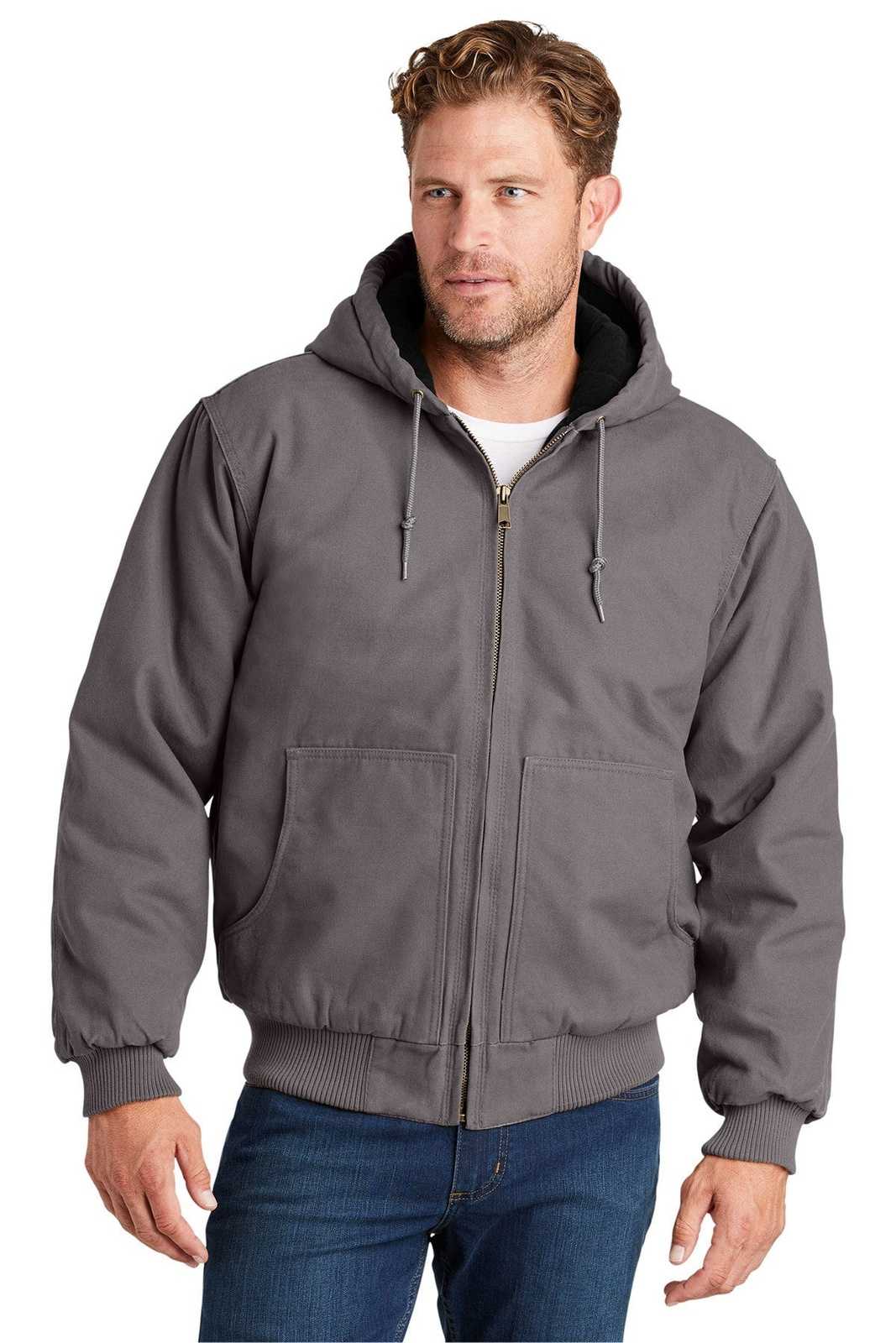 CornerStone CSJ41 Washed Duck Cloth Insulated Hooded Work Jacket - Metal Gray - HIT a Double - 1