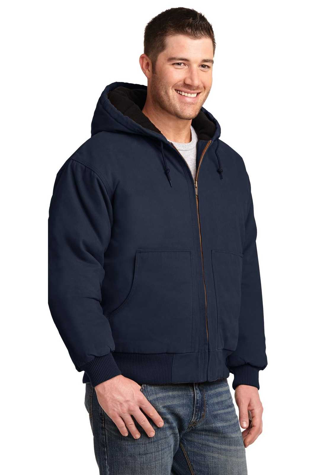 CornerStone CSJ41 Washed Duck Cloth Insulated Hooded Work Jacket - Navy - HIT a Double - 4