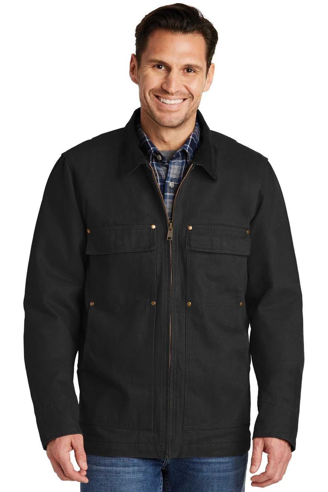 CornerStone CSJ50 Washed Duck Cloth Chore Coat - Black - HIT a Double - 1