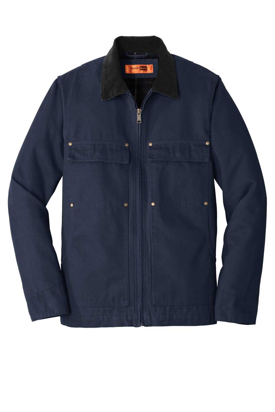 CornerStone CSJ50 Washed Duck Cloth Chore Coat - Navy - HIT a Double - 5