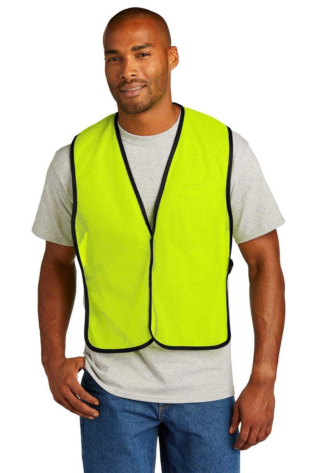 CornerStone CSV01 Enhanced Visibility Mesh Vest - Safety Yellow - HIT a Double - 1