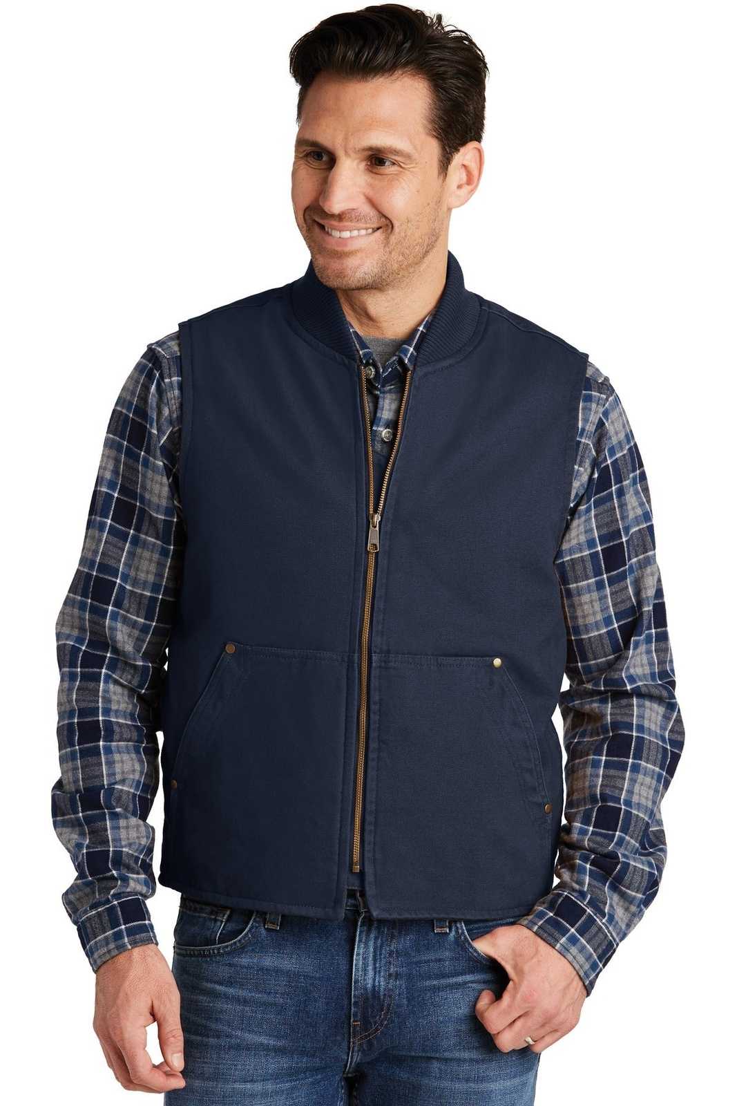 CornerStone CSV40 Washed Duck Cloth Vest - Navy - HIT a Double - 1