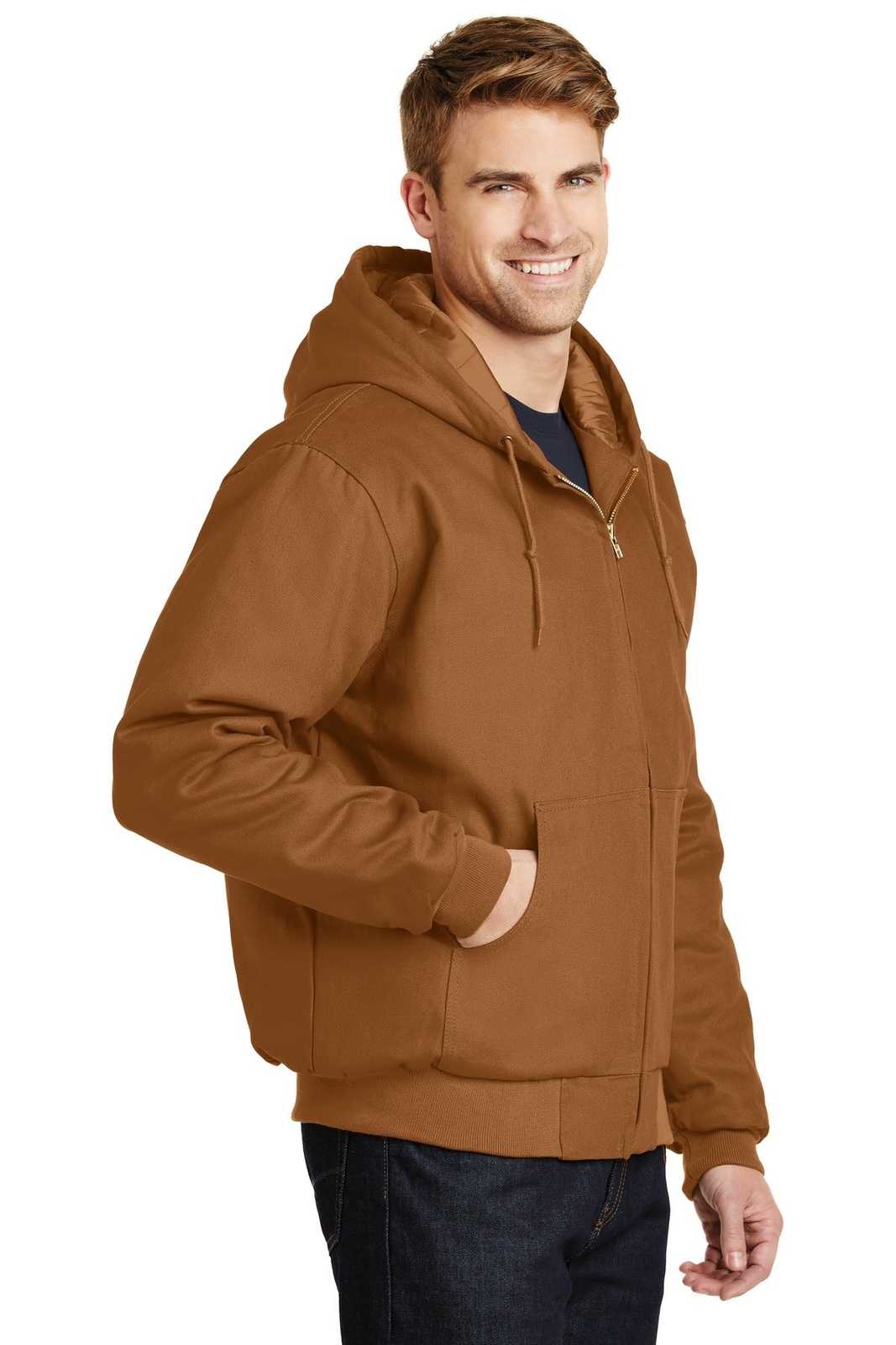 CornerStone J763H Duck Cloth Hooded Work Jacket - Duck Brown - HIT a Double - 4