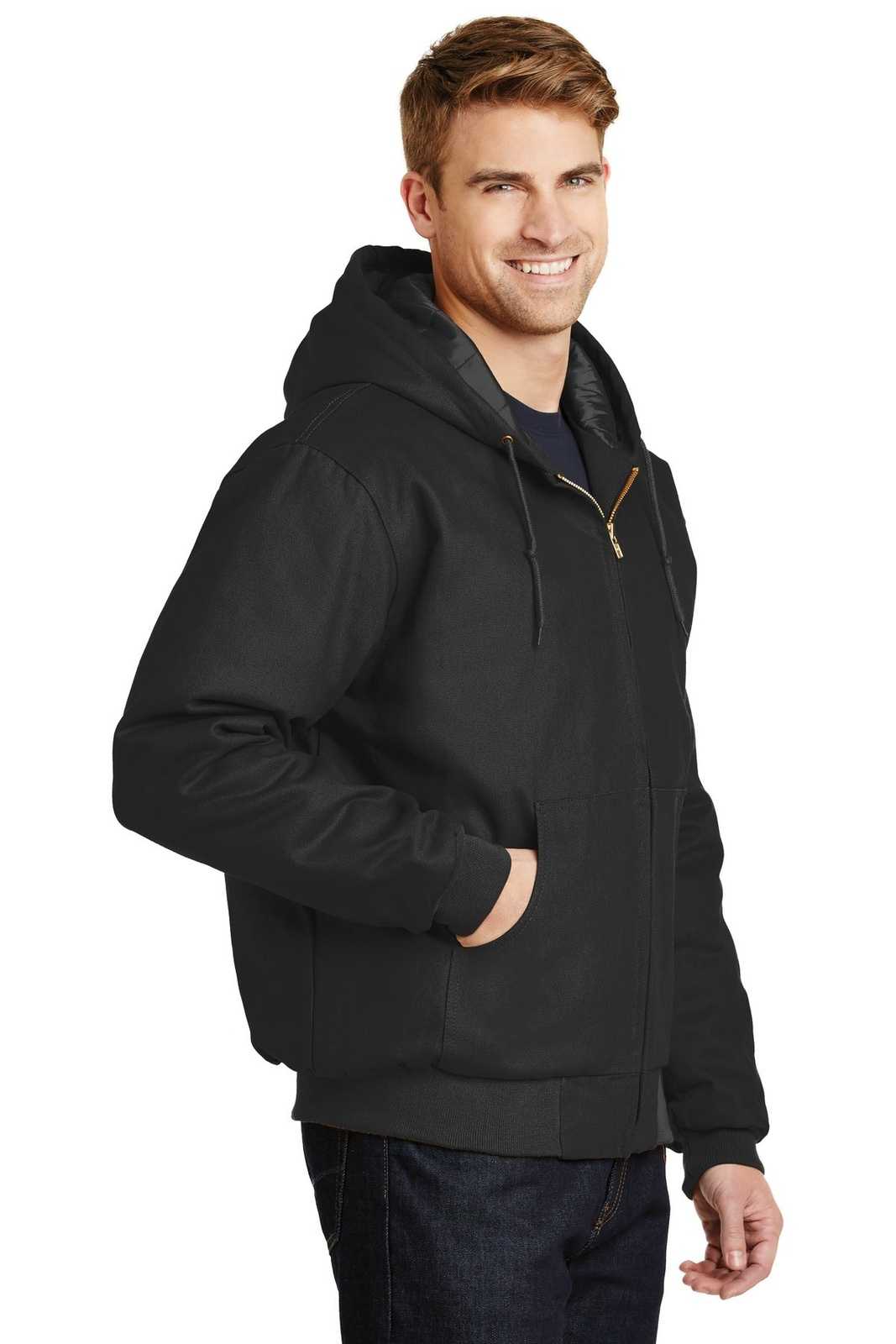 CornerStone J763H Duck Cloth Hooded Work Jacket - Black - HIT a Double - 4