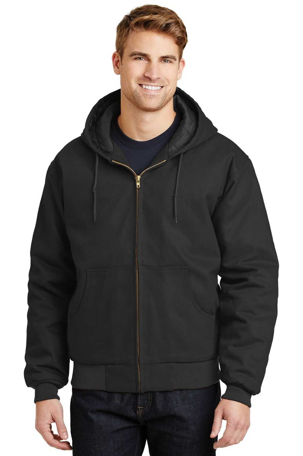 CornerStone J763H Duck Cloth Hooded Work Jacket - Black - HIT a Double - 1