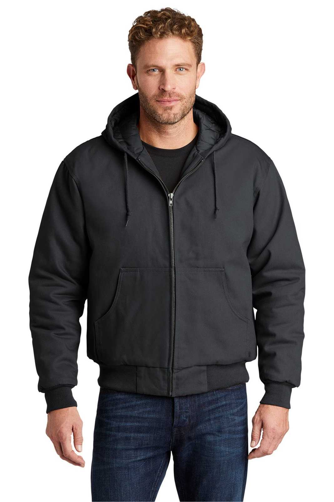 CornerStone J763H Duck Cloth Hooded Work Jacket - Charcoal - HIT a Double - 1