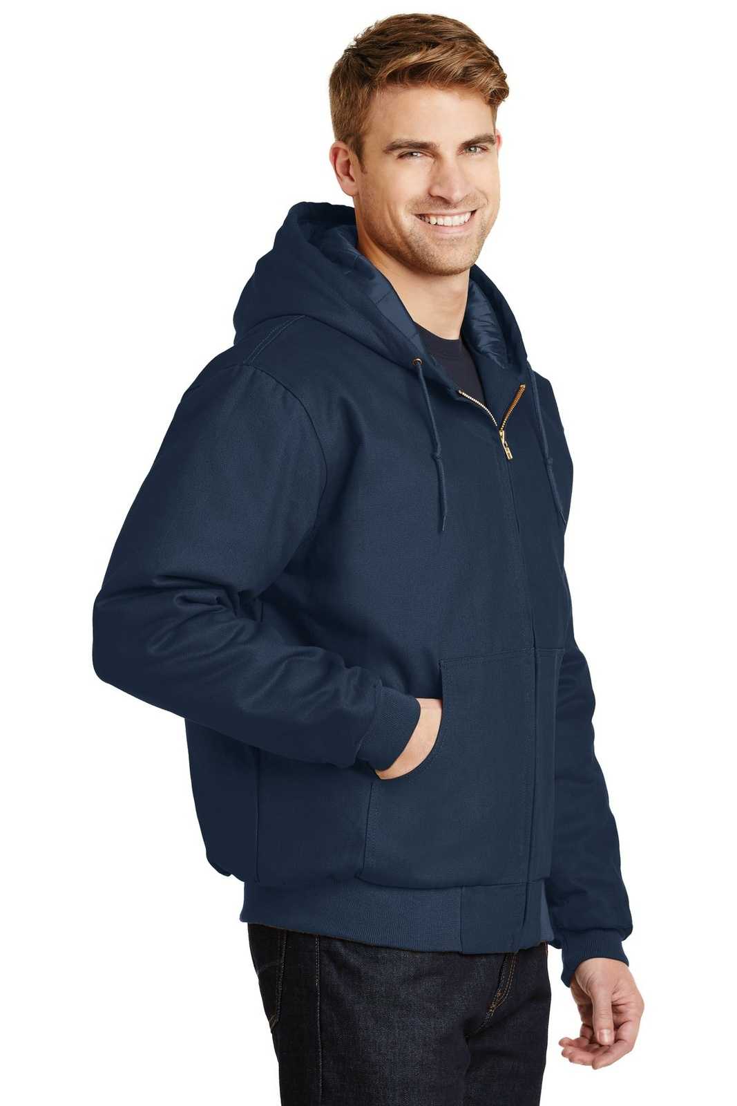 CornerStone J763H Duck Cloth Hooded Work Jacket - Navy - HIT a Double - 4